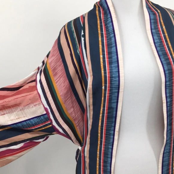 Koton Cream Striped Kimono Jacket Womens 13M 42 Open Front - Picture 4 of 16